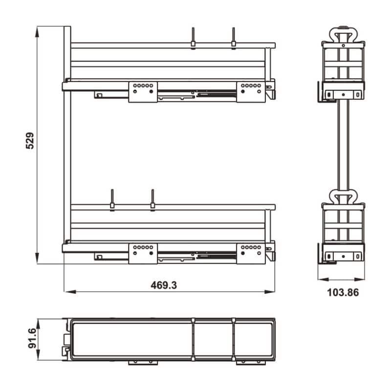 Kích thước bộ rổ gia vị Hafele Omero 549.20.841 200mm (phải) Kích thước bộ rổ gia vị Hafele Omero 549.20.841 200mm (phải)