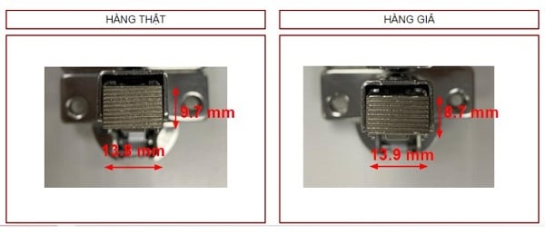 Cách phân biệt bản lề Hafele hàng thật và hàng giả 2 Quan sát ngoại quan