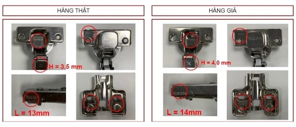 Cách phân biệt bản lề Hafele hàng thật và hàng giả 1 Quan sát ngoại quan
