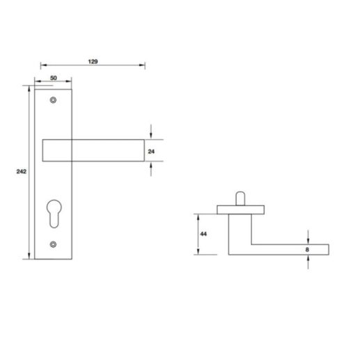 Kích thước tay nắm gạt đế dài C/C 72mm Hafele 903.99.302