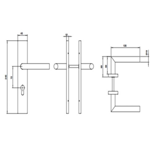 Tay nắm gạt đế dài C/C 72mm Hafele 903.99.821 3 Kích thước tay nắm gạt đế dài C/C 72mm Hafele 903.99.821