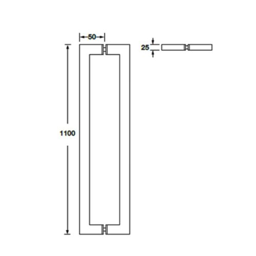 Tay nắm kéo vuông C1075mm Häfele DIY 499.68.039 3 Kích thước tay nắm kéo vuông C1075 Häfele DIY 499.68.039