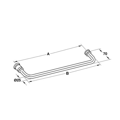 Kích thước tay nắm phòng tắm kính 500mm Hafele 903.12.363