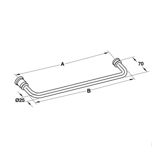 Kích thước tay nắm phòng tắm kính 550mm Hafele 903.12.365