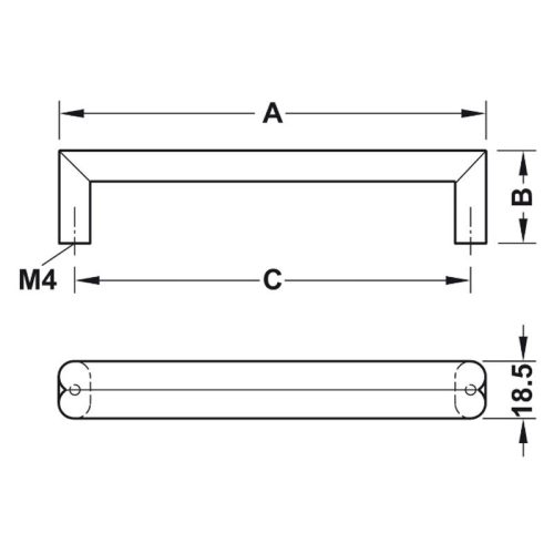 Tay nắm tủ 144mm H1570 Hafele 106.61.933 4 Kích thước tay nắm tủ 144mm H1570 Hafele 106.61.933