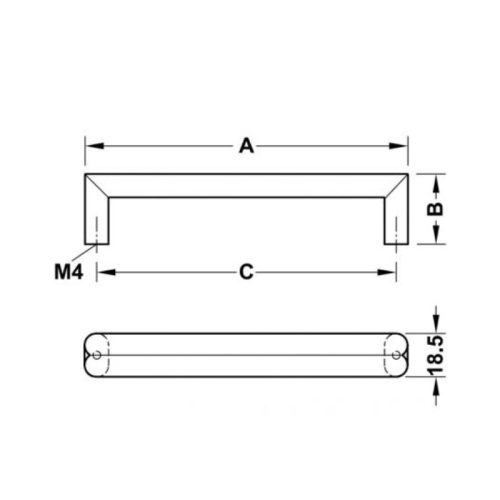 Tay nắm tủ 176mm H1570 Hafele 106.61.034 3 Kích thước tay nắm tủ 176mm H1570 Hafele 106.61.034