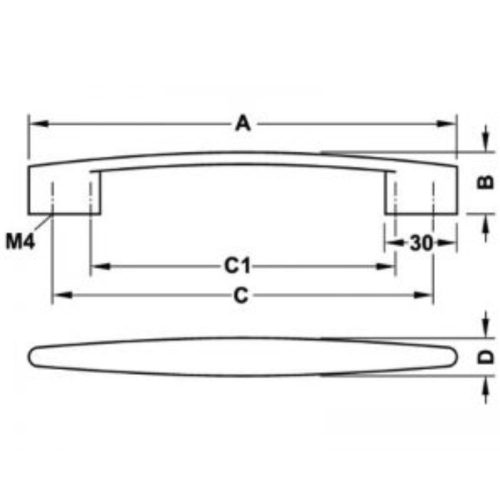 Tay nắm tủ 180mm H1350 Hafele 110.34.337 4 Kích thước tay nắm tủ 180mm H1350 Hafele 110.34.337
