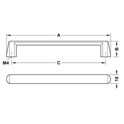 Kích thước tay nắm tủ 212mm H1390 Hafele 106.69.607