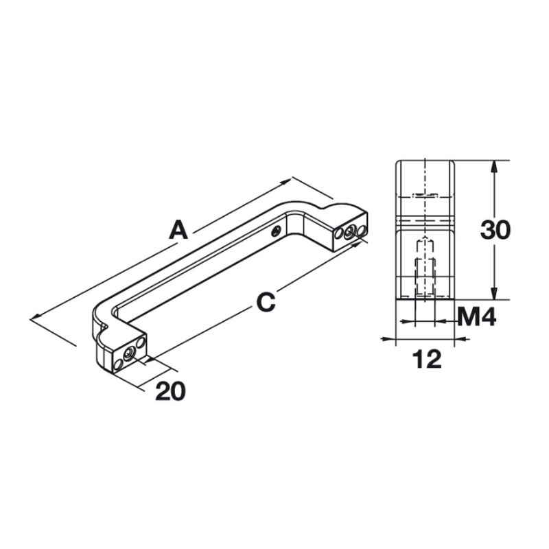 Kích thước tay nắm tủ D180mm Hafele 106.61.144 Kích thước tay nắm tủ D180mm Hafele 106.61.144