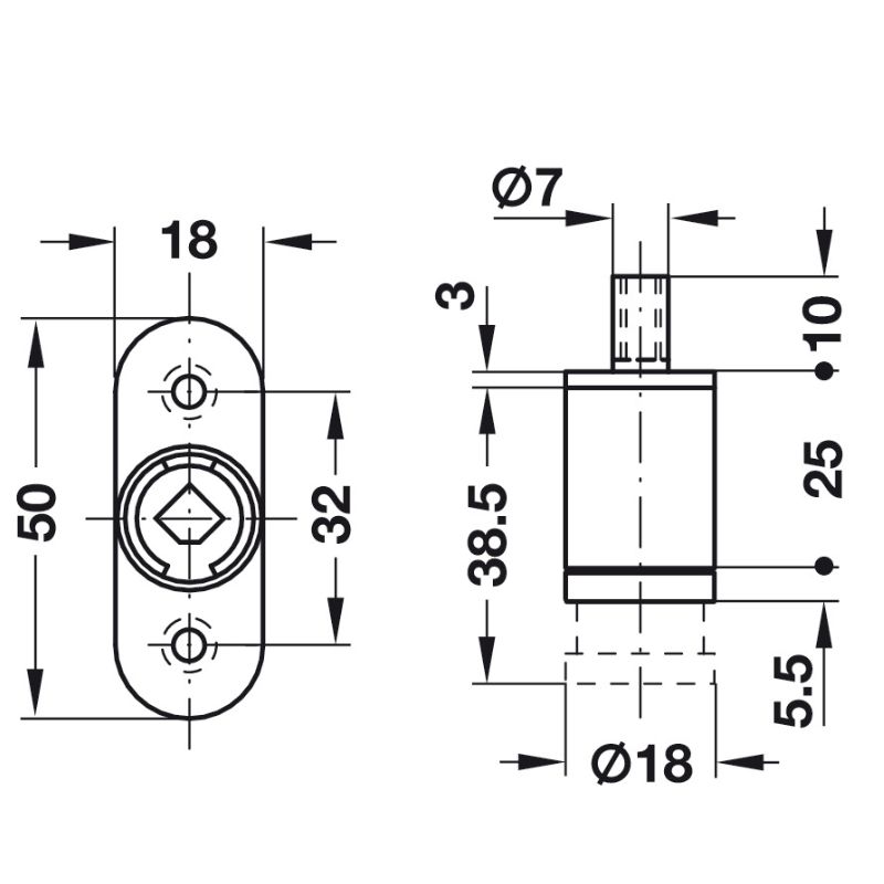 Kích thước vỏ khóa nhấn SYMO3000 Hafele 234.65.601 Kích thước vỏ khóa nhấn SYMO3000 Hafele 234.65.601