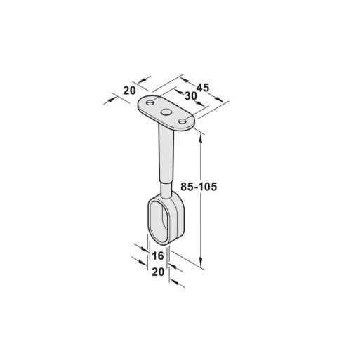 Thiết kế của bas đỡ thanh nhôm móc áo Hafele 802.07.200