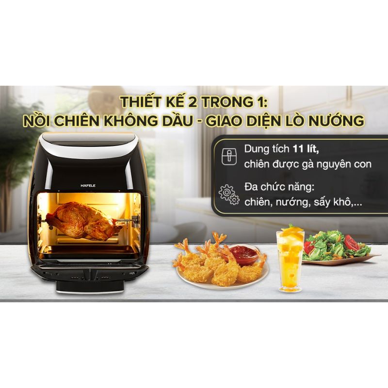 Thiết kế nồi chiên không dầu 11L Hafele HS-AF1102B 535.43.715 Thiết kế nồi chiên không dầu 11L Hafele HS-AF1102B 535.43.715