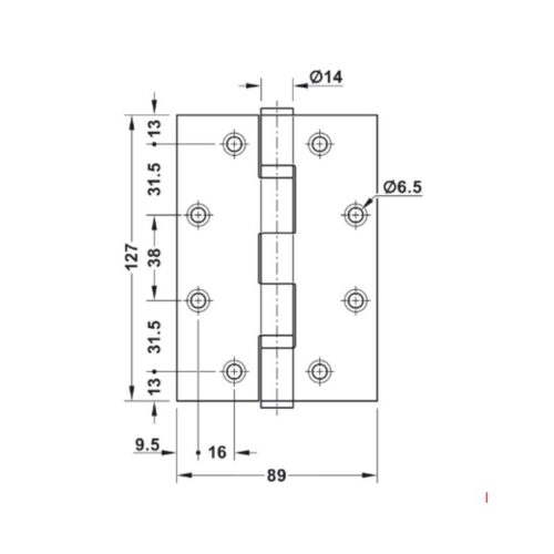 Kích thước Bản Lề Lá 2 Vòng Bi Hafele 926.98.133