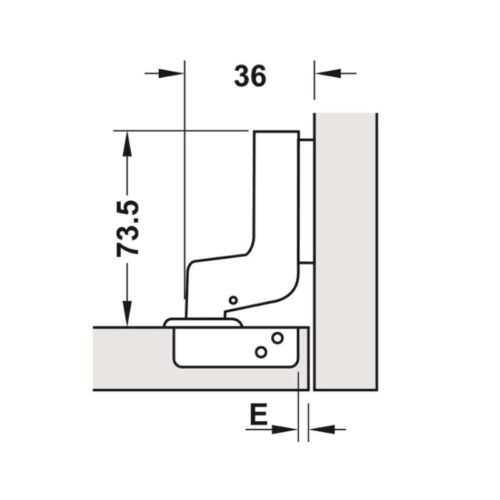 Kích thước bản lề lọt lòng Metalla SM 110° giảm chấn Hafele 315.11.752