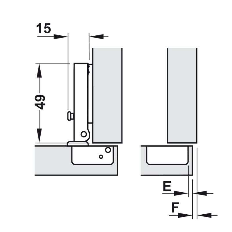 Kích thước bản lề trùm ngoài Metalla Mini A 110º Hafele 311.01.070 Kích thước bản lề trùm ngoài Metalla Mini A 110º Hafele 311.01.070