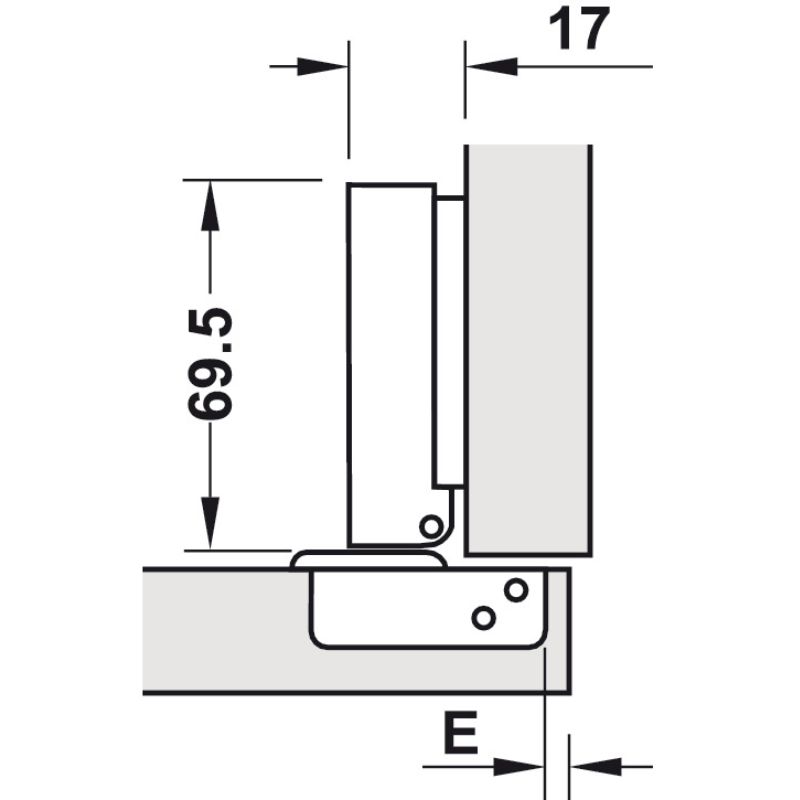 Kích thước bản lề trùm ngoài Metalla SM 110° giảm chấn Hafele 311.01.500 Kích thước bản lề trùm ngoài Metalla SM 110° giảm chấn Hafele 311.01.500