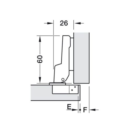 Bản lề trùm nửa Metalla A 110º Hafele 311.88.531 4 Kích thước bản lề trùm nửa Metalla A 110º Hafele 311.88.531