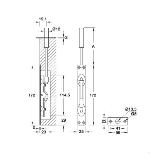 kich thuoc chot am 205mm inox mo hafele 911.81.167