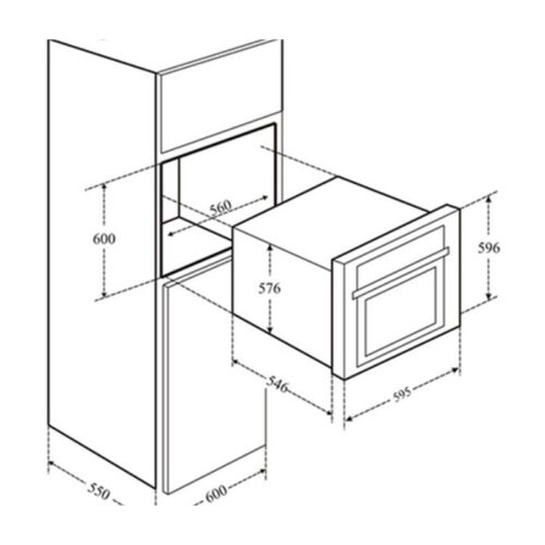 Kích thước lò nướng âm tủ Eurosun EOV72TFT