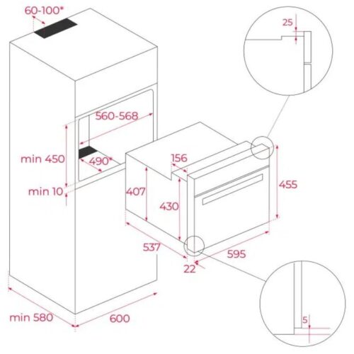 Lò hấp điện TEKA HLC 847 SC 40589020 2 Kích thước lò nướng Teka HLC 847 SC