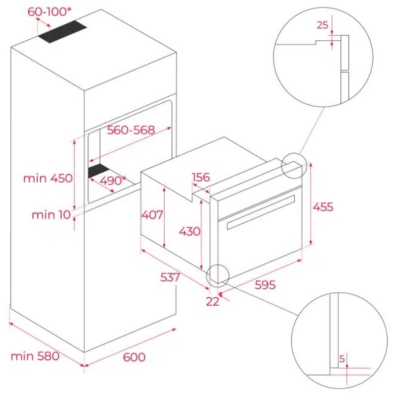 Kích thước lò nướng Teka HLC 847 SC Kích thước lò nướng Teka HLC 847 SC