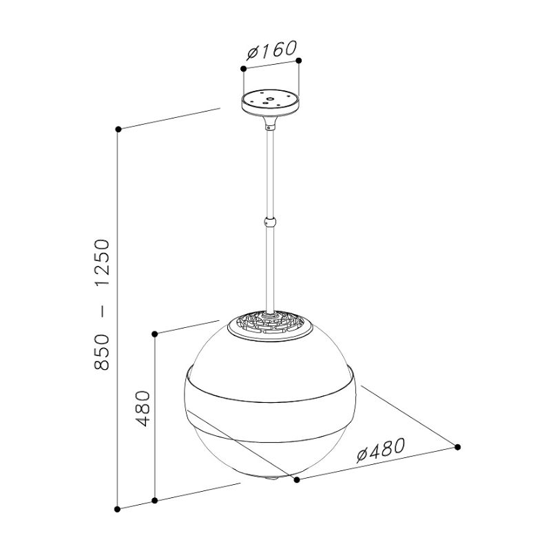 Kích thước máy hút đảo dạng cầu tròn DUDOFF London Earth B (HDI-S02B) Kích thước máy hút đảo dạng cầu tròn DUDOFF London Earth B (HDI-S02B)