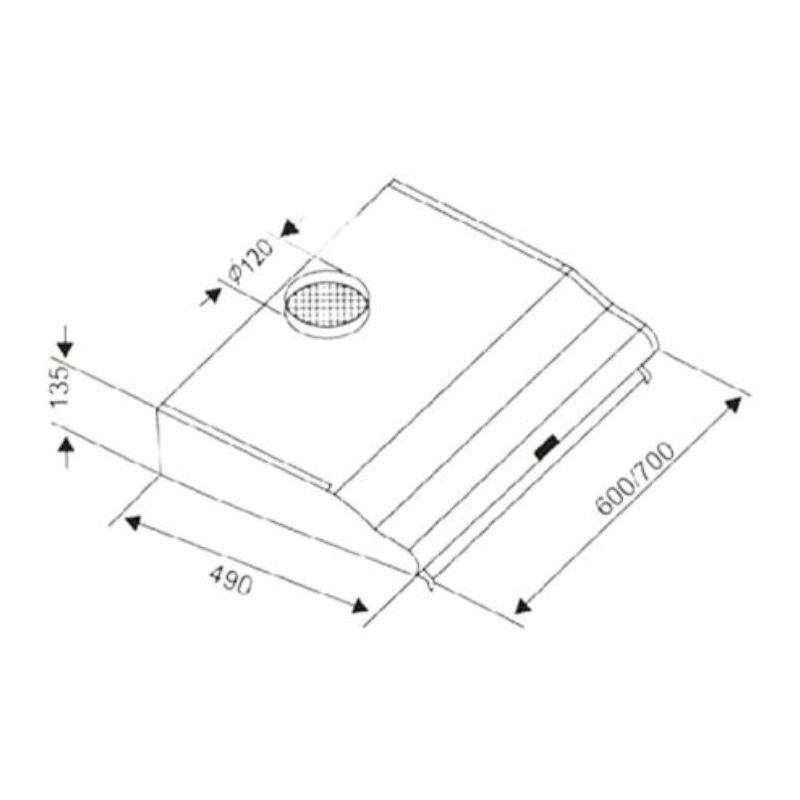 Kích thước máy hút khử mùi Kocher K-6070S 70cm Kích thước máy hút khử mùi Kocher K-6070S 70cm