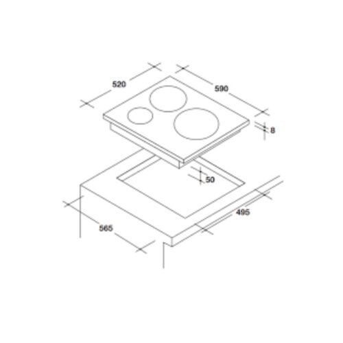 Kích thước Bếp từ 3 vùng nấu Rosieres RPI342MM