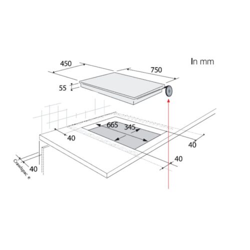 Kích thước Bếp từ Brandt BPI6230BL