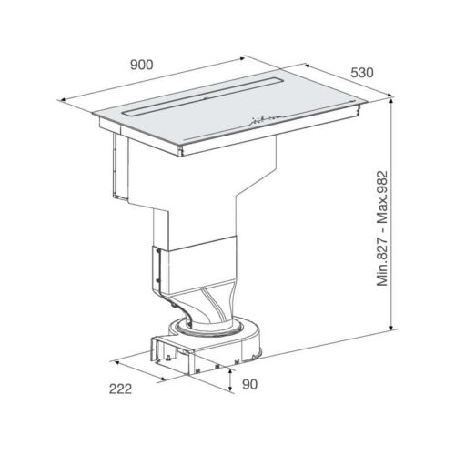 Kích thước bếp từ kết hợp máy hút khói khử mùi HIH-904 SLIM