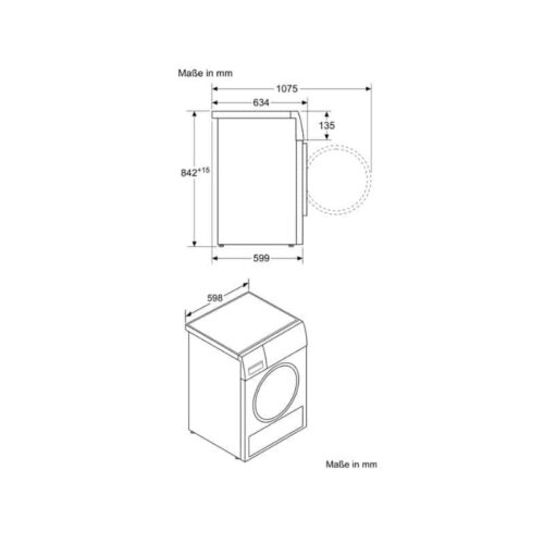 Máy sấy quần áo Bosch WTW87541 Serie 8 5 Kích thước máy sấy quần áo Bosch WTW87541