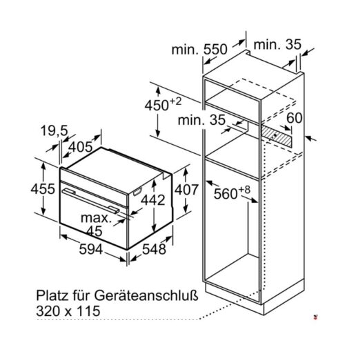 Lò hấp Bosch CDG634AB0 3 Kích thước lò hấp Bosch CDG634AB0