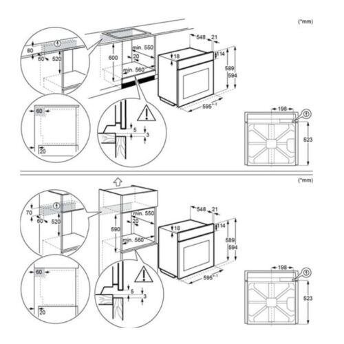 Kích thước lò Nướng Electrolux KODGH70TXA