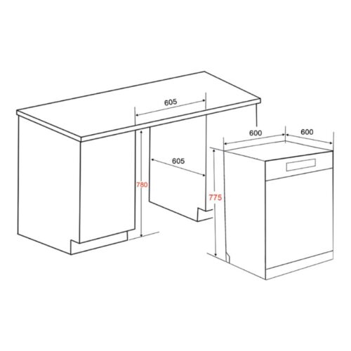 Máy rửa bát Lorca TA 918DWB 3 Kích thước máy rửa bát Lorca TA 918DWB