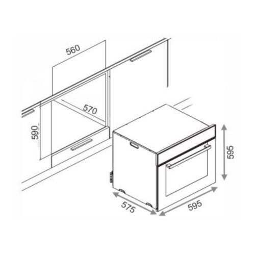 Kích thước lò nướng 5 chức năng Elica EPBI TRIM 1062 DMF BK