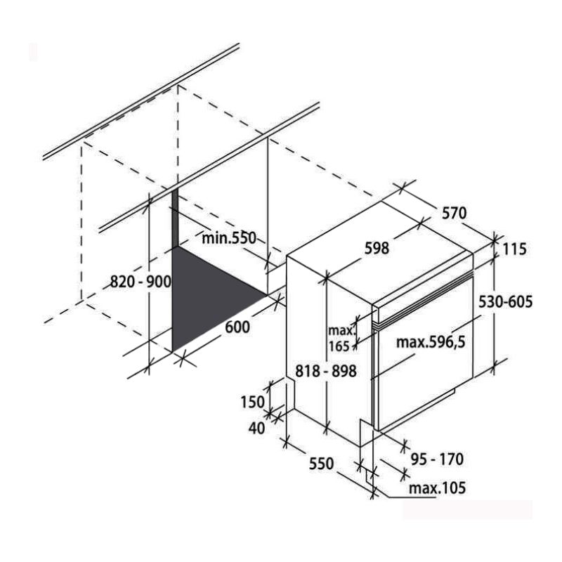 Kích thước máy rửa bát âm tủ Rosieres RDSN 2D622PX-47E-16 bộ Kích thước máy rửa bát âm tủ Rosieres RDSN 2D622PX-47E-16 bộ