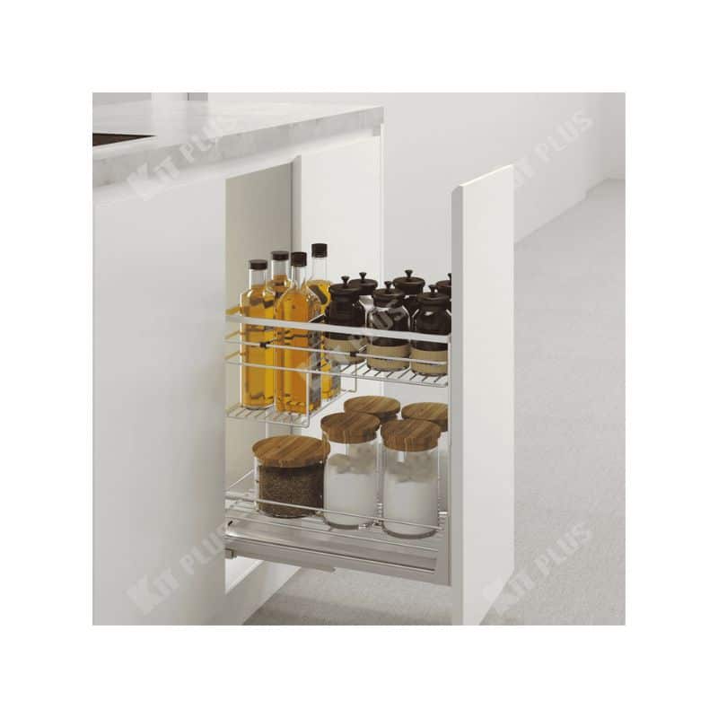 Giá để gia vị nan dẹt Inox mờ, ray giảm chấn Kit Plus DS.30 Giá để gia vị nan dẹt Inox mờ, ray giảm chấn Kit Plus DS.30