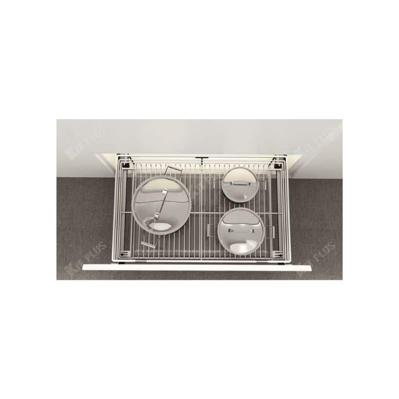 Giá xoong nồi nan tròn Inox mờ, ray giảm chấn Kit Plus DG80S Giá xoong nồi nan tròn Inox mờ, ray giảm chấn Kit Plus DG80S