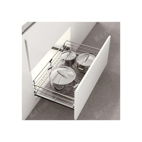 Giá xoong nồi nan tròn Inox mờ, ray giảm chấn Kit Plus DG90S 4 Giá xoong nồi nan tròn Inox mờ, ray giảm chấn Kit Plus DG90S
