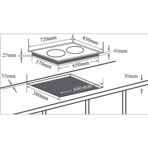 Kích thước của Bếp từ đôi Chefs EH-DIH203