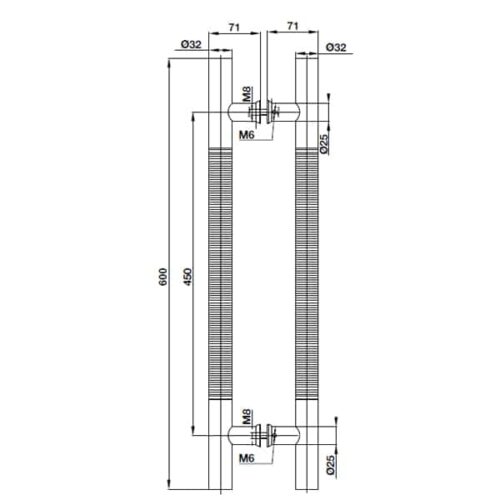 Tay nắm kéo chữ H 600mm Hafele 499.68.037 3 Kích thước của Tay nắm kéo chữ H 600mm Hafele 499.68.037