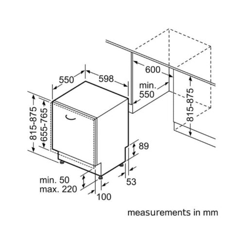 Máy rửa bát âm tủ Bosch SMH6ZDX00E 11 Kích thước lắp máy rửa bát âm tủ Bosch SMH6ZDX00E