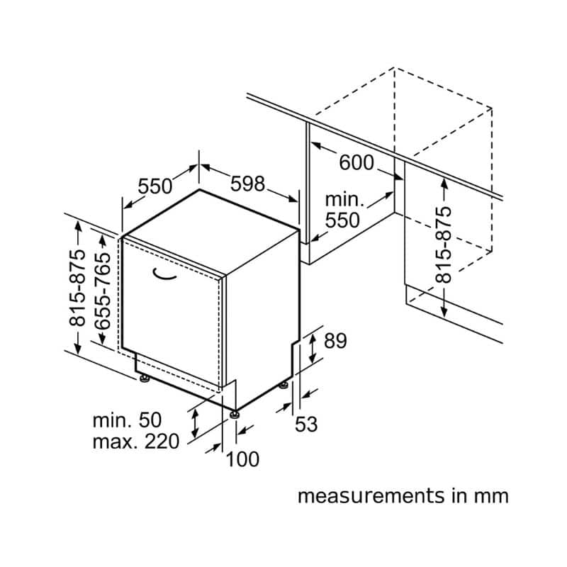 Kích thước lắp máy rửa bát âm tủ Bosch SMH6ZDX00E Kích thước lắp máy rửa bát âm tủ Bosch SMH6ZDX00E