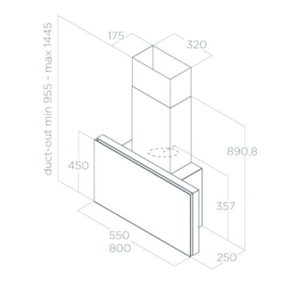 Máy hút mùi áp tường Elica PLAT BL/F/80 PRF0164874 7 Kích thước máy hút mùi áp tường Elica PLAT BL/F/80 PRF0164874
