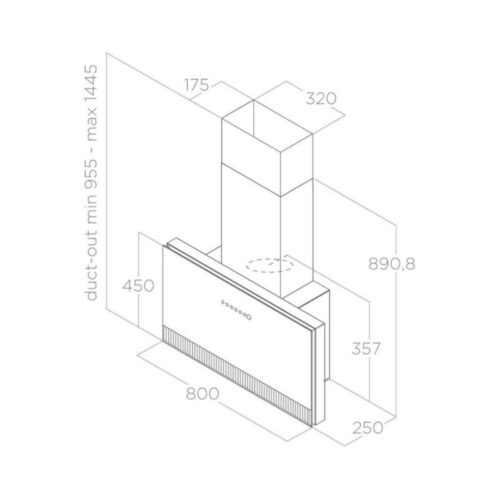 Máy hút mùi áp tường Elica SUPER PLAT BL/F/80 PRF0164980 7 Kích thước máy hút mùi áp tường Elica SUPER PLAT BL/F/80 PRF0164980
