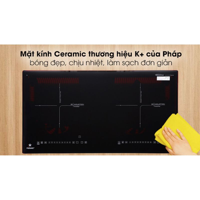 Mặt kính bếp từ đôi Pramie PRMY-2208 lắp âm Mặt kính bếp từ đôi Pramie PRMY-2208 lắp âm
