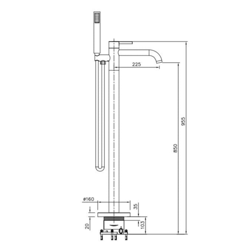 Kích thước sen tắm đặt sàn Paul Schmitt PA606W Kích thước sen tắm đặt sàn Paul Schmitt PA606W