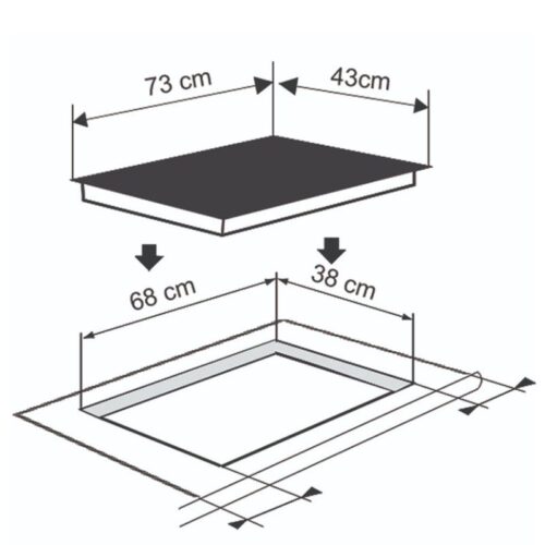 Kích thước bếp từ đôi bán âm Richborn RI7343H28M