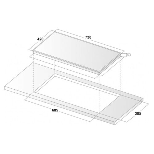 Bếp từ đôi Binova BI-1088GM lắp âm 3 Kích thước bếp từ đôi Binova BI-1088GM lắp âm
