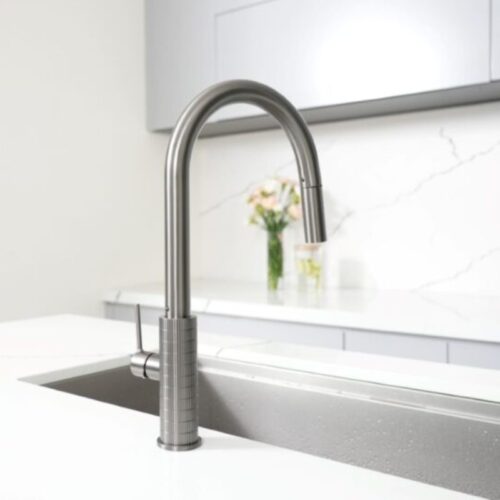Vòi rửa bát nóng lạnh Konox Venice Gun Metal có dây rút 3 hinh anh thuc te voi rua bat day rut venice gun metal